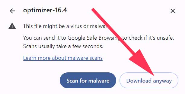 Optimizer Download anyway