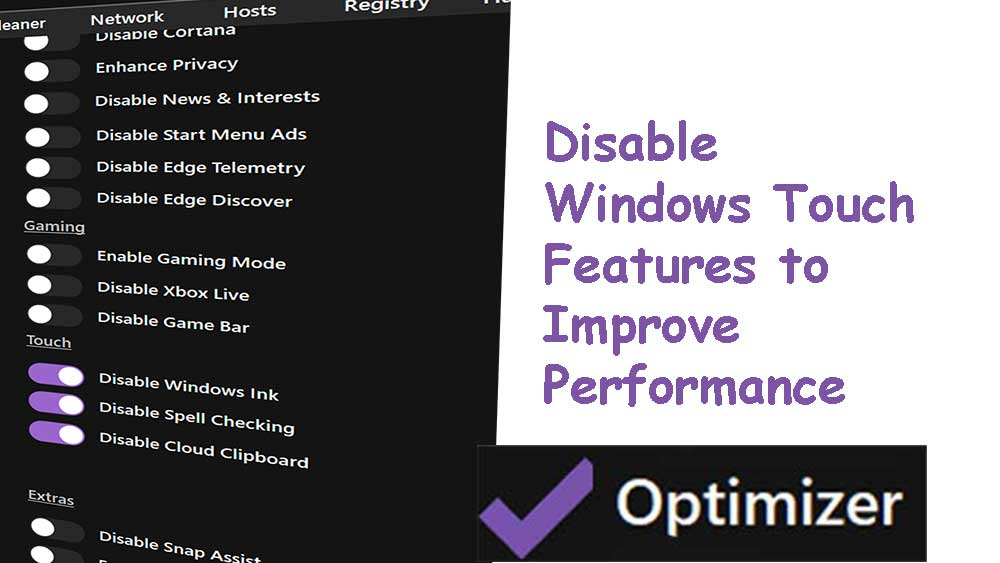 Disable Windows Touch only Features